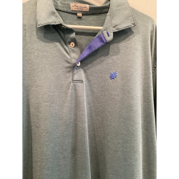 Peter Millar Mens Summer Comfort Polo XL Extra Large Blue Striped Preppy Classic - Picture 2 of 10